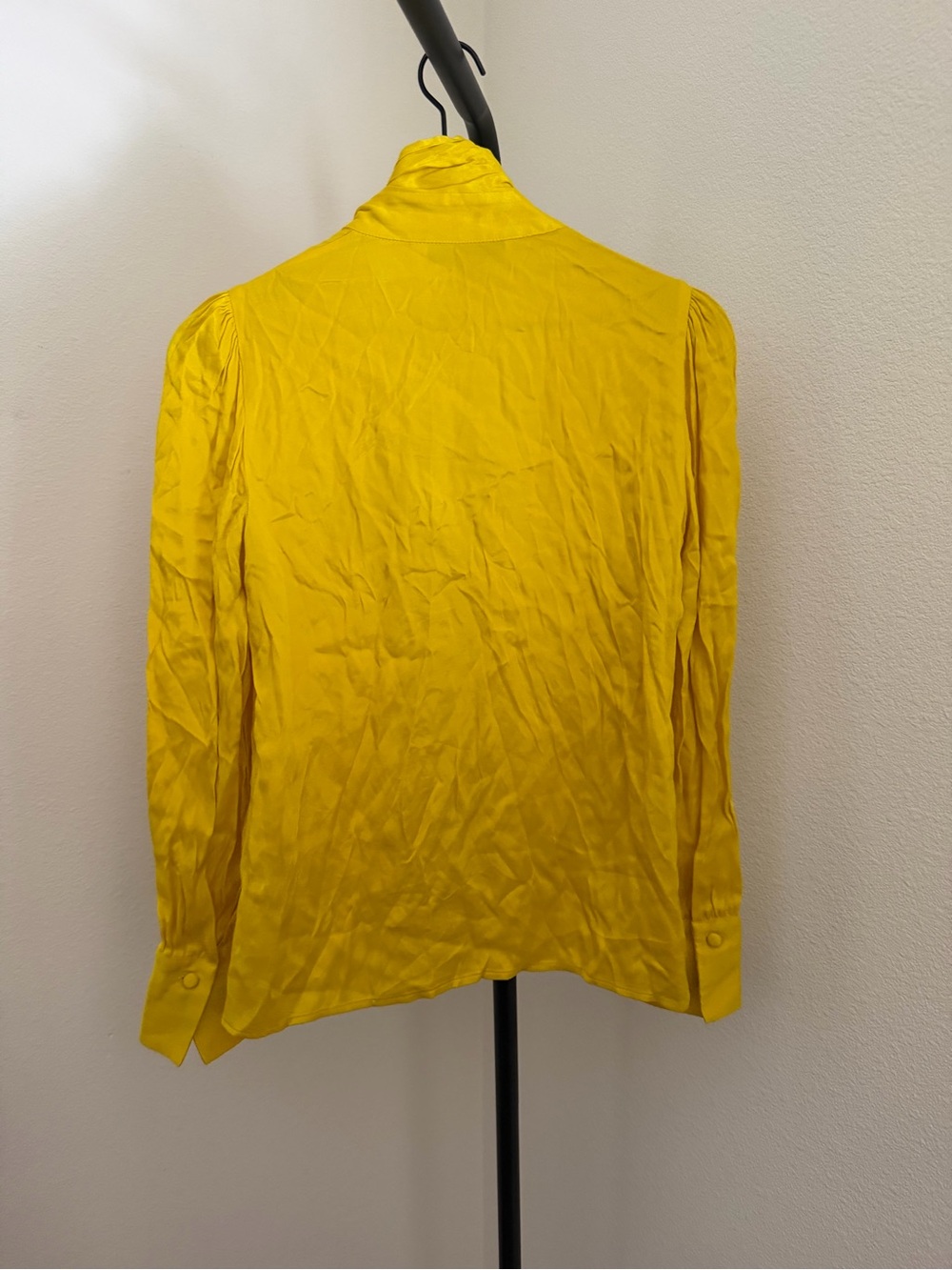 Zara Mustard Tie-Neck Blouse with Long Sleeves - Picture 4 of 4